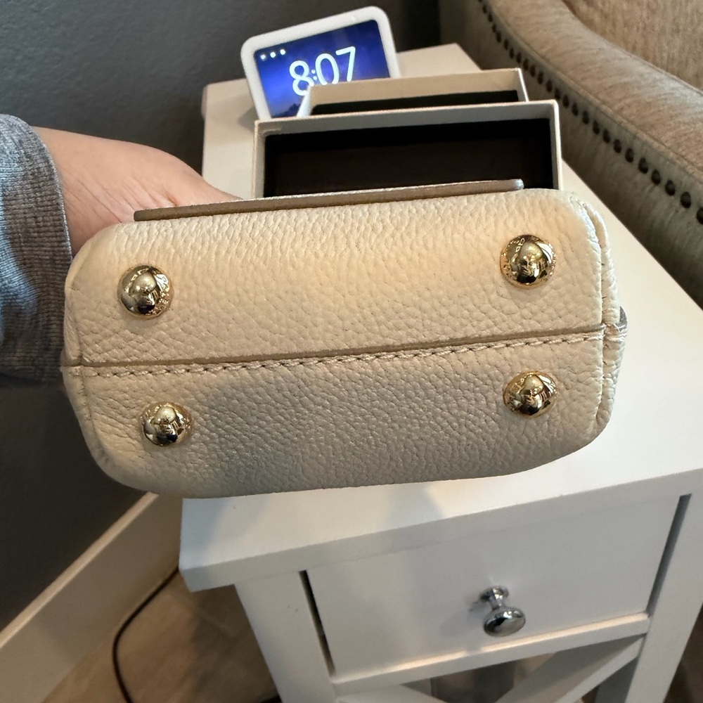 Polène Mini Top-Handle Bag in Cream Pebble Leather - Picture 6 of 7